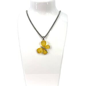 Yellow Glass Butterfly Pendant only (Chain not included)